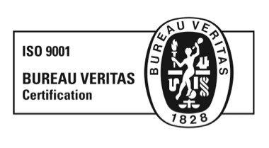 Bureau Veritas ISO 9001 certification logo with official seal.