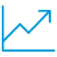 Blue chart icon with an ascending line and an arrow pointing up.