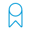 Blue medal icon with ribbon, representing achievement or certification.